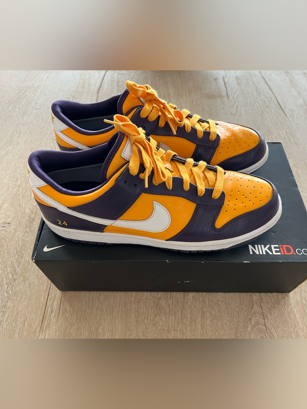 NikeiD Men’s Dunk Low in Purple & Gold Size 11.5
